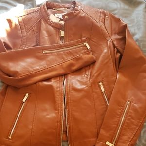Calvin Klein Lite Leather Jacket Tan